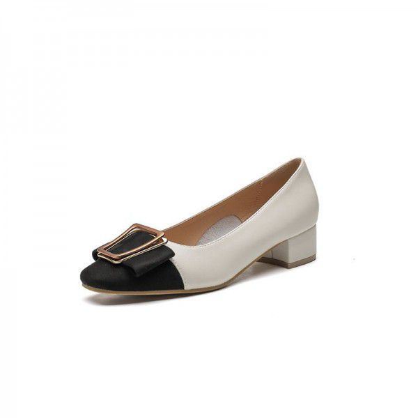 New fashion metal buckle color matching single shoe women 