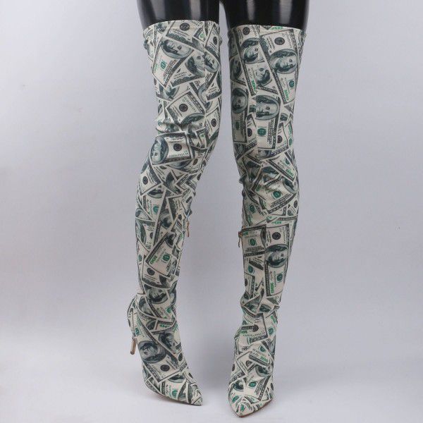 Slender high heels, knee high boots, sexy women's high boots 