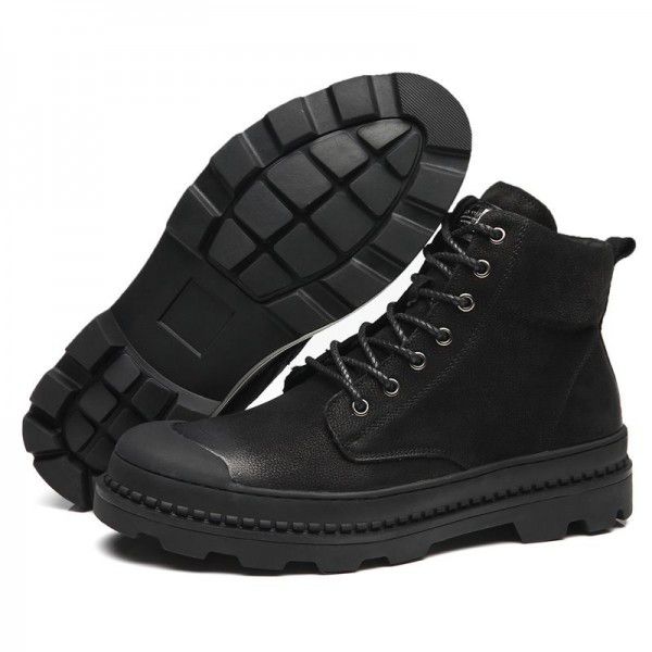 Martin boots, men's boots, winter leather boots, men's snow boots, short boots, high top, single boot, medium work clothes, men's shoes, British fashion 