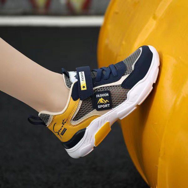 Summer mesh breathable children's shoes, boys' sports shoes, primary school students, middle school students, big boys, white small white shoes 