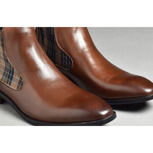 New Men's True Fit Short Boots British Business High Grade Elastic Comfort Leather Pointed Cowhide Men's Leather Boots 