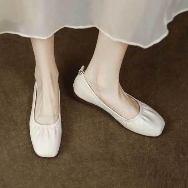 Soft sheepskin single shoe for summer, flat bottom...