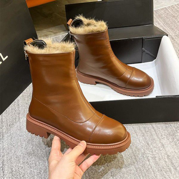 Velvet Martin Boots Women's Winter New Thickened R...