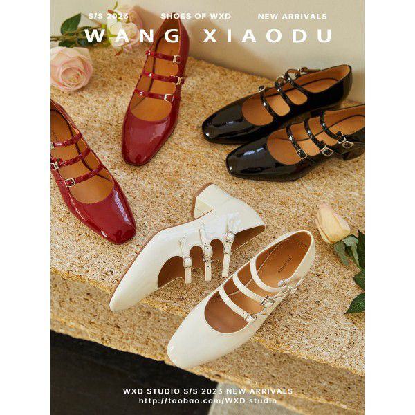 Thick high heels Mary Jane women's new French style single shoes 