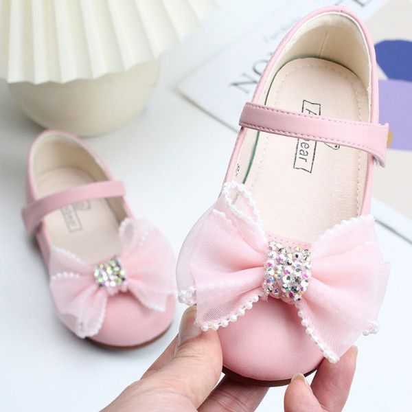 Girls' Princess Shoes New Spring and Autumn Seasons Fashionable Baby Children's Leather Shoes Versatile Soft Sole Single Shoe Performance Shoes 