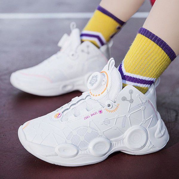 Children's basketball shoes, teenagers' autumn and winter rotating buttons, boys' big children, primary and secondary school students' rotating buttons, sports shoes 