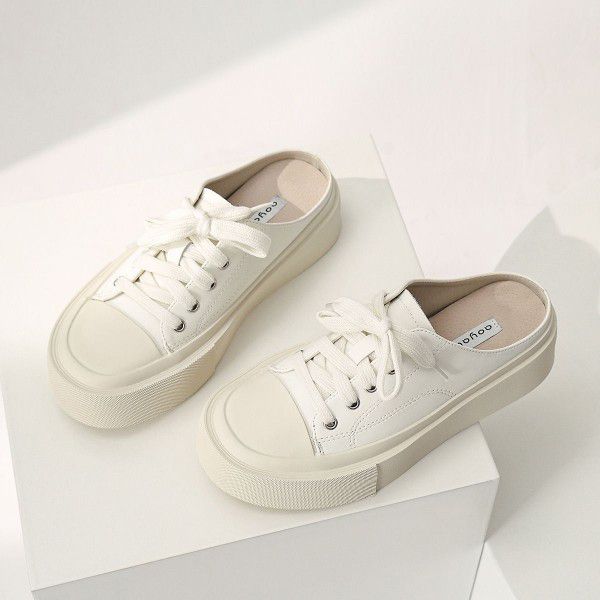 Genuine leather small white shoes, thick soled biscuit shoes, new style shoes, versatile for children, summer students, taller, small casual board shoes 