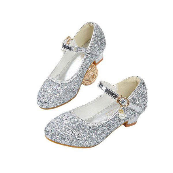Children's Crystal Shoes, Girls' Little Girl Model, Stage Show, Hosting Fashion Single Shoes, Princess High Heel Leather Shoes 