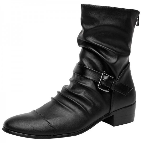 Martin boots, men's pointed leather boots, British and Korean versions of youth mid length boots, men's shoes, Korean versions of men's boots 