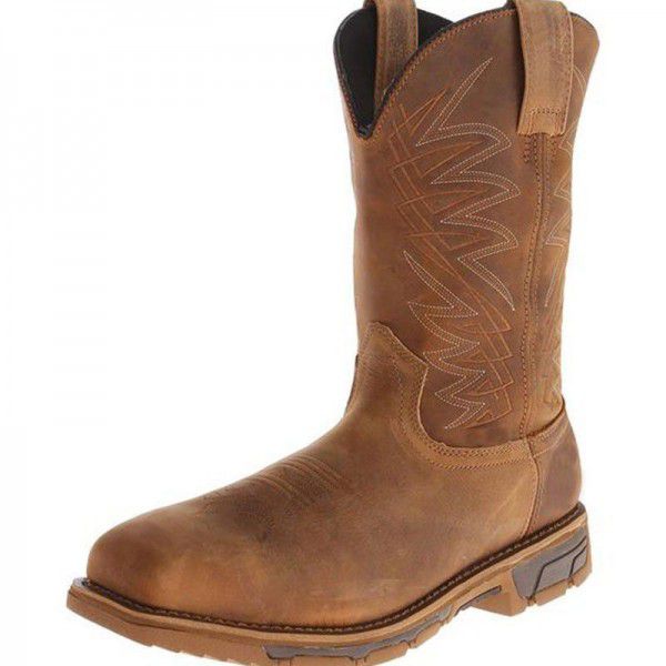Brown car stitching Martin boots, winter square to...