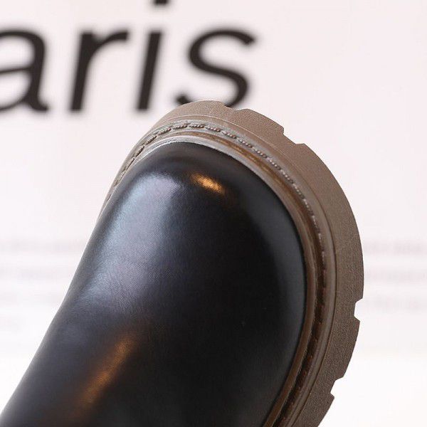 Girls' Martin Boots Genuine Leather Black Mid Sleeve Short Boots Autumn New Children's Boots British Style Metal Fashion Boots 