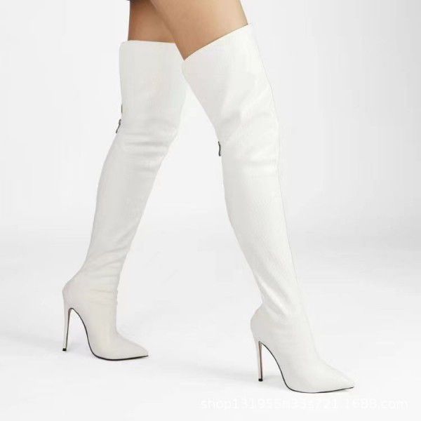 Autumn and Winter Stone Pattern Pointed Thin Heel ...