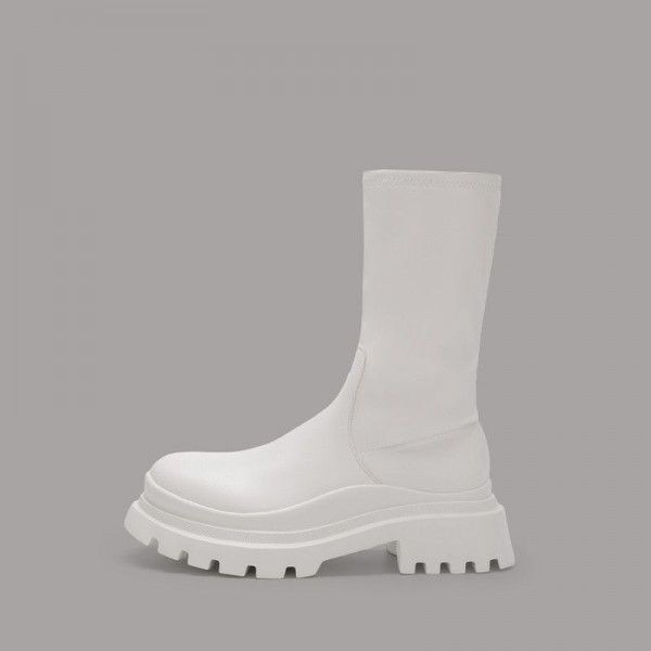 Summer Martin Boots Female English Style Small Chelsea Thick Sole Boots Tall and Slim Short Boots 