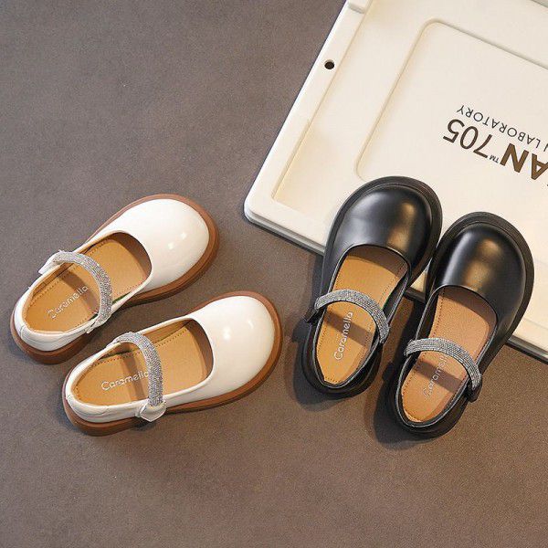 Girls' leather shoes, summer new children's shoes, black British style single shoes, soft soles, mid size children's princess shoes, spring and autumn 