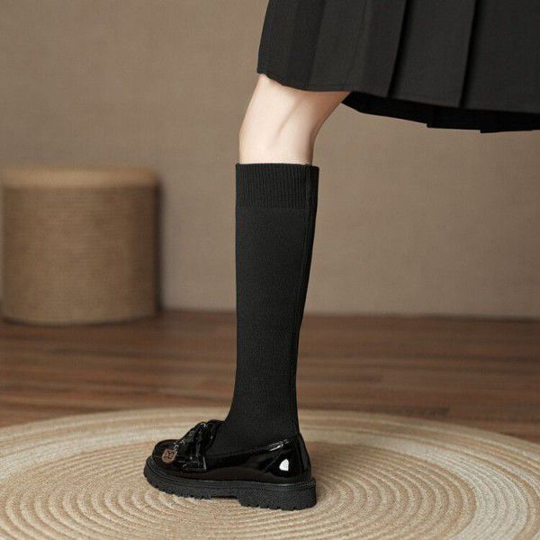 Girls' short boots, spring and autumn children's boots, big boys and little girls, princess bow elastic boots, leggings, slimming 