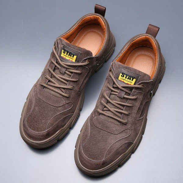 New Men's Shoes Spring and Autumn Genuine Leather Sports Casual Shoes Soft Top Soft Sole Leather Shoes British Martin Boots Fashion Shoes 