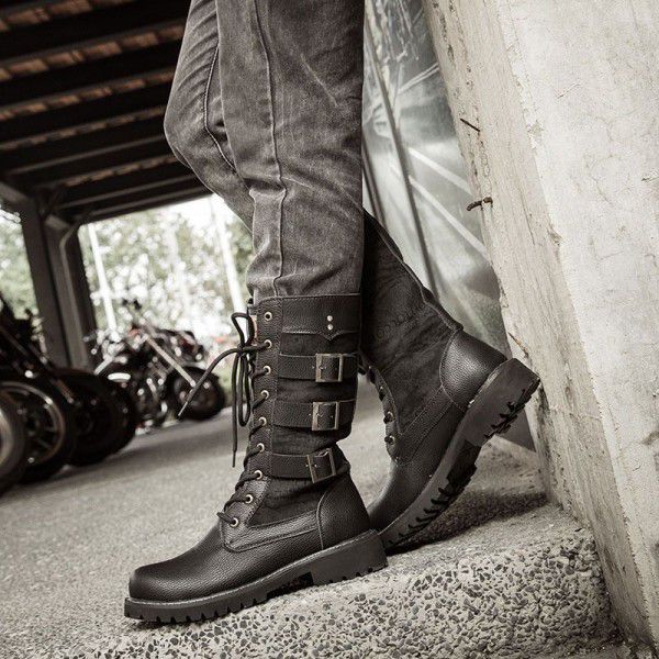 Men's high top boots, Korean version, trendy boots...