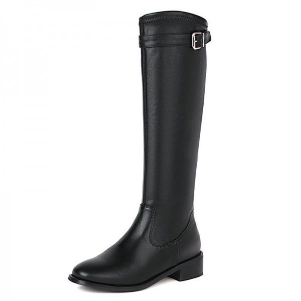 Boots, Round Head, Thick Heel, High Barrel Boots, Women's Autumn and Winter New Belt Buckle, Long Boots, Knee Length, Women's Boots 