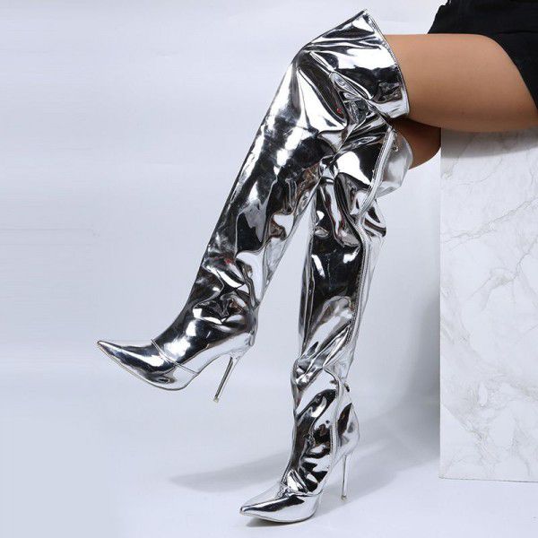 Women's new autumn knee length boots with European and American style casual stiletto heels 