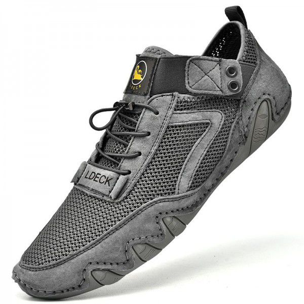 New Summer Mesh Shoes Mesh Face Fashion Casual Shoes Hollow out Shoes Men's Leather Shoes 