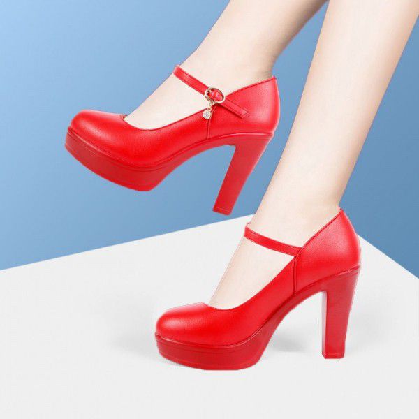 High heeled shoes, wedding thick heels, new runway shoes 