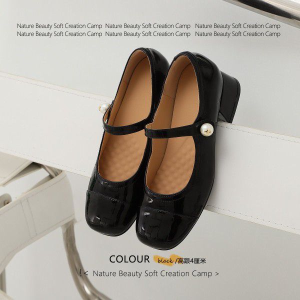 French Fragrant Mary Jane Ballet Shoes Wedding Shoes Pearl Sweet Flat Bottom Commuting Silver Single Shoe Girl 