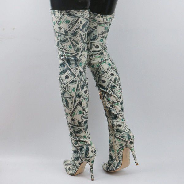 Slender high heels, knee high boots, sexy women's high boots 
