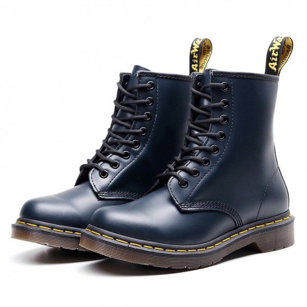 Martin Boots Women's British Style Couple Short Boots Men's and Women's Genuine Leather Boots Round Toe Trend Motorcycle Work Dress Shoes 