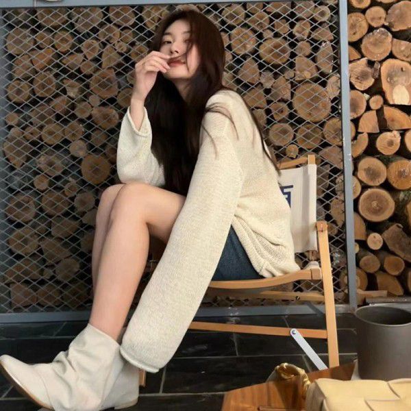 Rugged design linen short boots, autumn pile up boots, flat bottomed thick heels, round toe fashion boots 