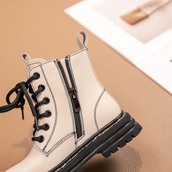 Children's Martin Boots Autumn and Winter New Girls' Cotton Short Boots Boys' Black and White Panda Leather Shoes Keep Warm 