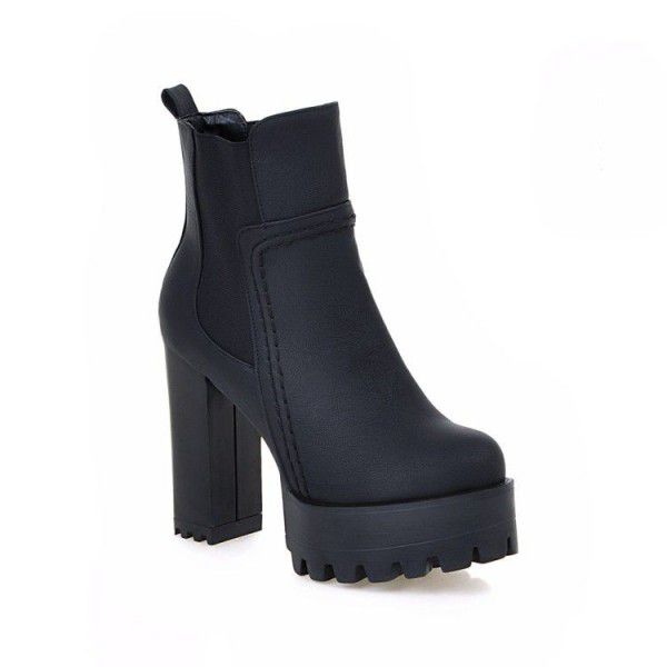 Autumn and Winter New European and American Fashion Short Boots Thick Heel Super High Heel Size 