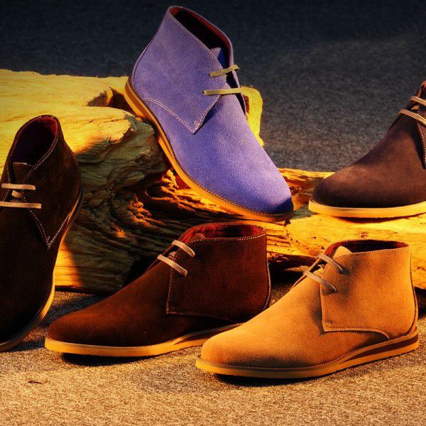 Casual high-top leather shoes British trend simple suede men's shoes 