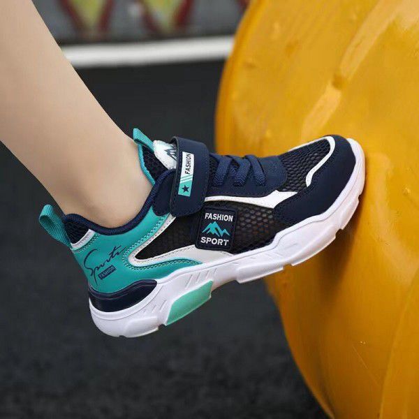 Summer mesh breathable children's shoes, boys' sports shoes, primary school students, middle school students, big boys, white small white shoes 