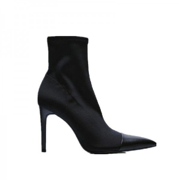 Women's Shoes Fashion Pointed High Heel Short Boots New Thin Heel Elastic Slim Boots Celebrity Style Fashion Boots 