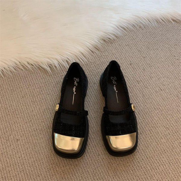 Spring and Autumn New Vintage Thick Sole Thick Heel Shoes for Women's French Small Fragrant Style Mary Jane Shoes with Skirt Children's Shoes 