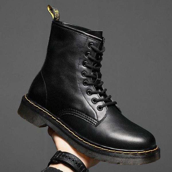 Martin boots men's plush fashion trend men's leather boots spring summer leather men's boots high top Goodyear Tire and Rubber Company boots men 