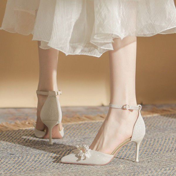 French Low Heel High Heel Women's Evening Style Ge...