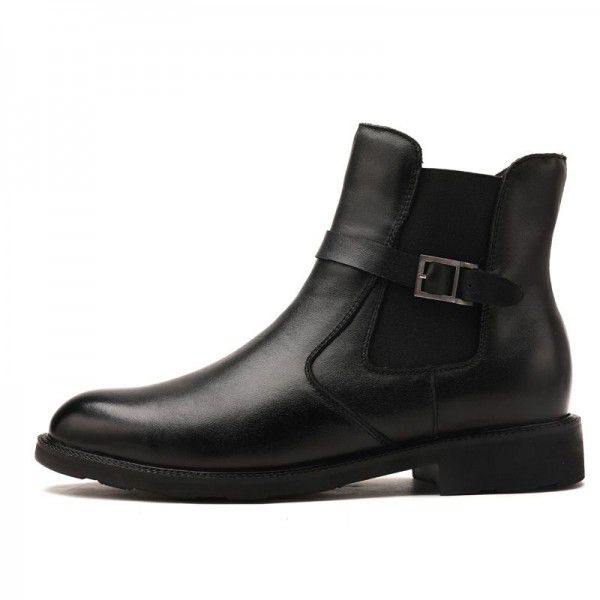 Martin boots, men's autumn and winter plush short boots, casual high top leather shoes, men's block leather, men's British warm boots 