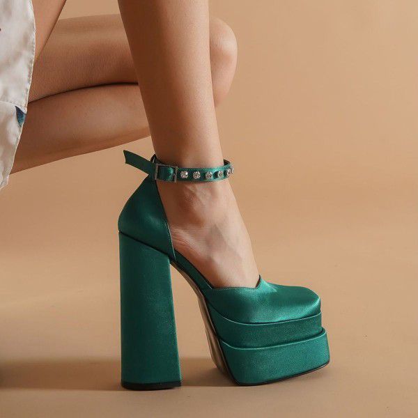 New thick high heels, black, red, pink, green, whi...