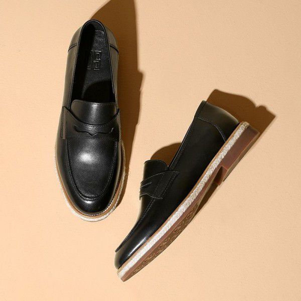 Spring and summer new leather soft sole cowhide versatile commuting Slip-on shoe fashionable women's shoes single shoes leather shoes 