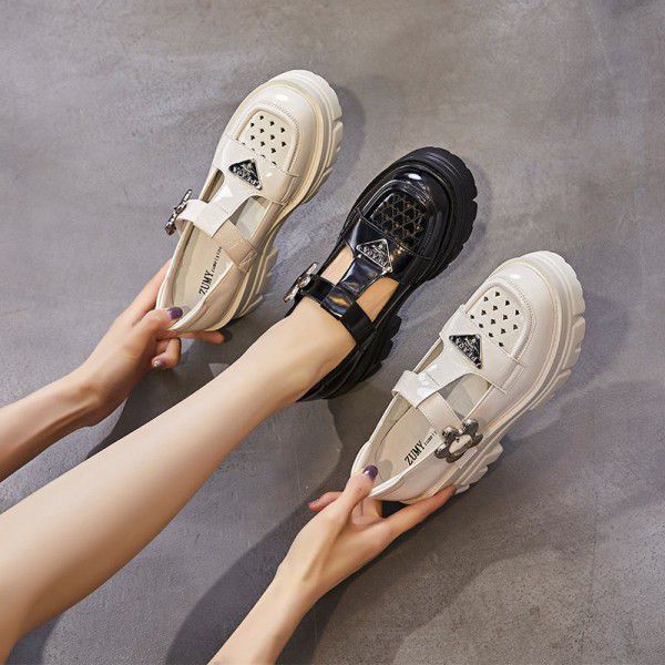 Mary Jane Shoes Women's English Style Small Leathe...