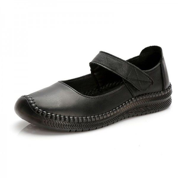 Spring and Autumn Soft Sole Four Seasons Single Shoes for Women's Comfort Shallow Mouth Flat Sole Leather Shoes 