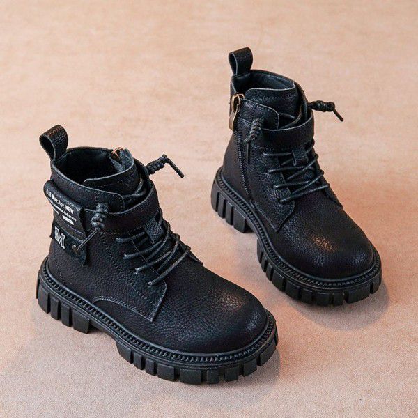 Boys' Martin Boots Fashion Casual Children's Single Boots Autumn and Winter New British Style Big Boys' and Little Boys' Cotton Boots 
