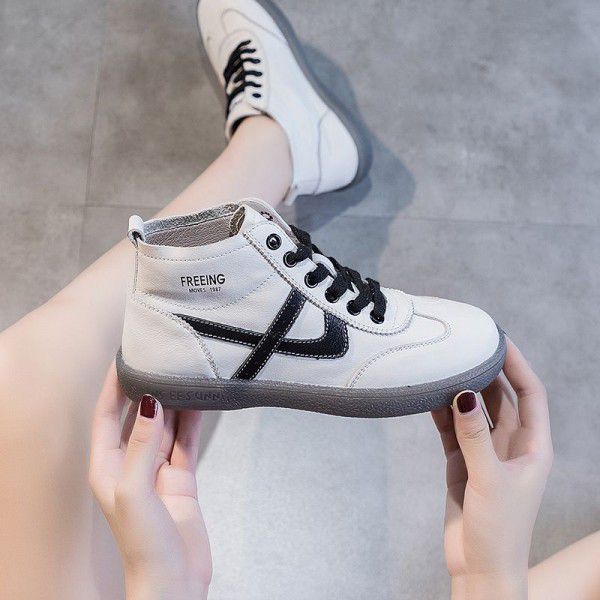 Spring New Genuine Leather Versatile Flat Bottom S...