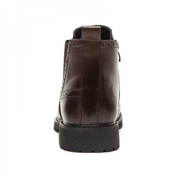 British Bullock carved pointed leather boots with loose feet, casual large men's boots 