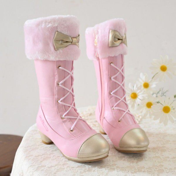 Girls' Boots Autumn and Winter New Lolita Martin Boots Little Girls' High Sleeve Boots Princess Leather Long Boots Children's High Heels 