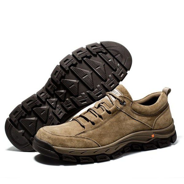 Men's sports and leisure shoes, spring versatile lace up frosted leather board shoes, expedition outdoor hiking shoes 