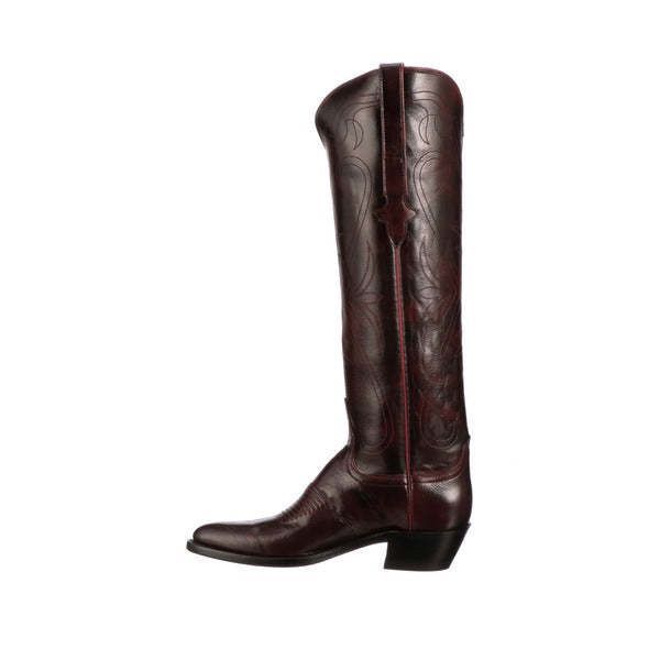 Vintage embroidered solid color long boots, pointe...