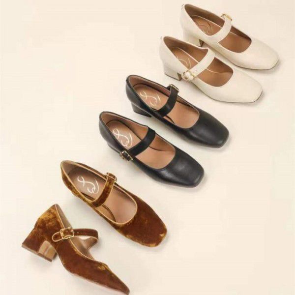 Genuine leather Mary Jane single shoes, women's he...