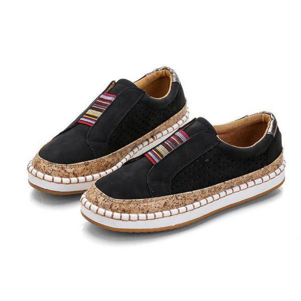 Women's shoes flat bottom color matching Slip-on shoe women's European and American thick soled casual shoes sports style single shoes women 